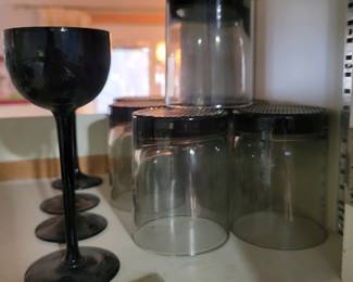 Black Stemware and Rocks Glasses