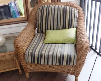 PATIO FURNITURE CHAIR & OTTOMAN - COFFEE TABLE - SIDE CHAIR