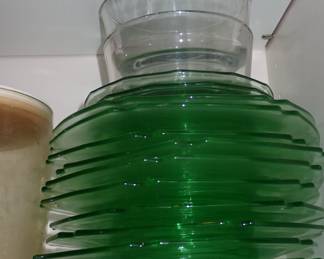 DEPRESSION GREEN GLASS PLATES