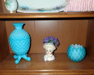 BLUE FENTON - HEAD VASE