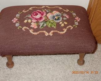 NEEDLE POINT FOOTSTOOL