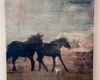 Large canvas with running horses