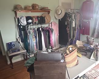 Vintage and modern clothing, hats