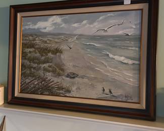 Vintage coastal oil painting