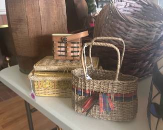 Baskets, wooden boxes