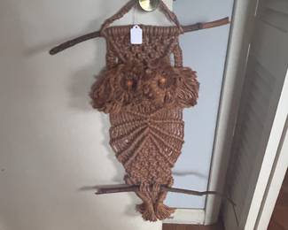 Vintage macrame owl