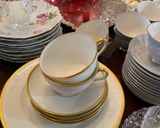 Vintage Bone China white with gold trim R monogram Bavaria Germany Turin pattern