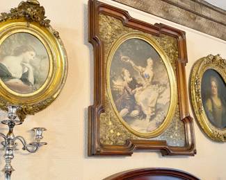 Gold Gilded Antique oval Victorian frames