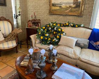 Several Victorian sofas and side chairs