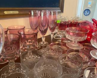 Thumbprint Cranberry Stemware
