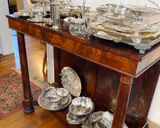 Large collection of silverplate serving pieces