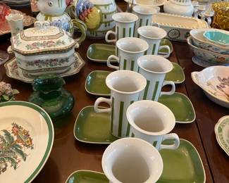 Set of 8 La Gardo Tackett Schmid Porcelain demitasse cups, mid century 