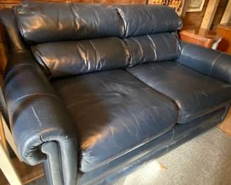 Navy settee leather sofa