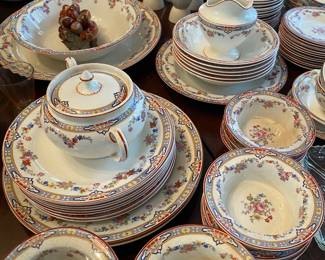 Antique China set by Dresden, England, W. H. Grindley, cir 1914, French Country floral transferware