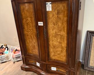 Wooden Armoire With Storage Shelves