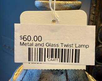 Metal and Glass Twist Lamp