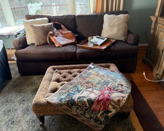 Tapestry from Belgium, Century Furniture Leopard Ottoman, Sherrill Sofa