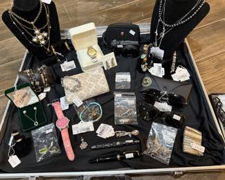 Swarovski Horseshoe Necklace and Earrings, Michael Kors Bracelet & Earring Sets, Dooney & Bourke Pink Watch, Sterling Spoon Brooch, Ray Ban Sunglasses RB3449, Pandora Sterling Charm Bracelet, Silpada Sterling Gemstone Bracelets