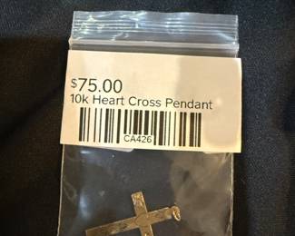 10k Heart Cross Pendant