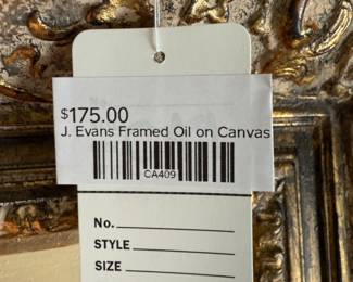 J. Evans Framed Oil on Canvas