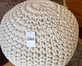 Beige Knitted Poof