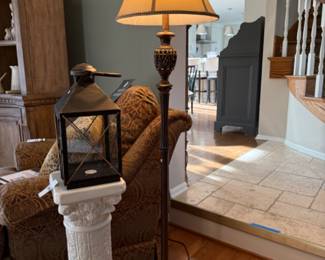 Plaster Pillar Plant Stand, Lantern, Floor Lamp