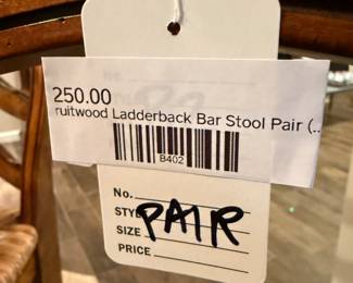 Fruitwood Ladderback Bar Stool Pair