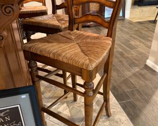 Fruitwood Ladderback Bar Stool Pair