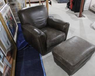 Leather chair with ottoman 