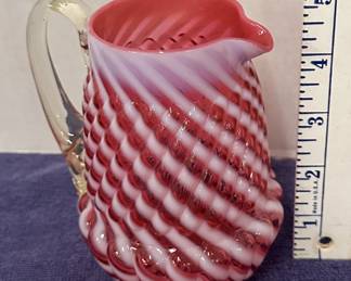 5" Cranberry Swirl Pitcher