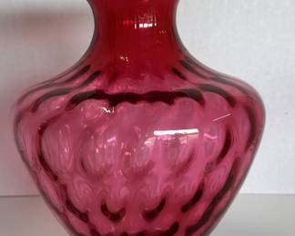 Cranberry Ruffled edge vase
