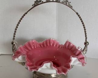 Pink Silver Crest Brides Basket