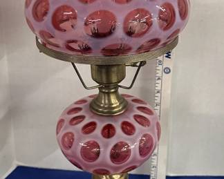 Cranberry Coin Dot 21" Lamp