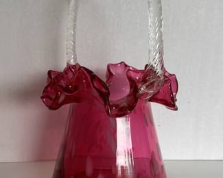 Cranberry with white optical Basket 12"