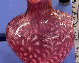 Daisy & Fern Cranberry 11 1/2" Ruffled edge vase
