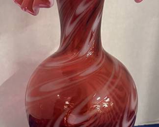 Cranberry Swirl 9" vase
