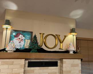 Green ceramic tree is vintage. White are more current. 