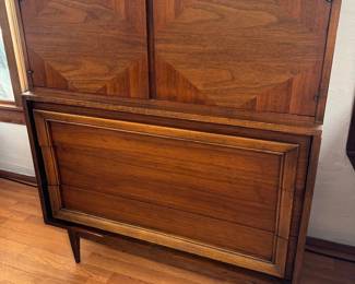 Mid-century modern highboy dresser/cabinet, possibly walnut