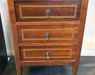 Vintage Edwardian inlaid dresser with mirror, glove boxes and nightstand/side table