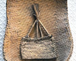 Handmade woven basket, possibly Japanese Furuimi harvest basket