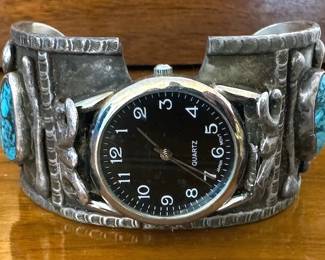 Sterling watch with turquoise