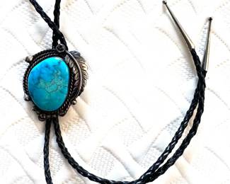 Sterling bolo tie with turquoise 