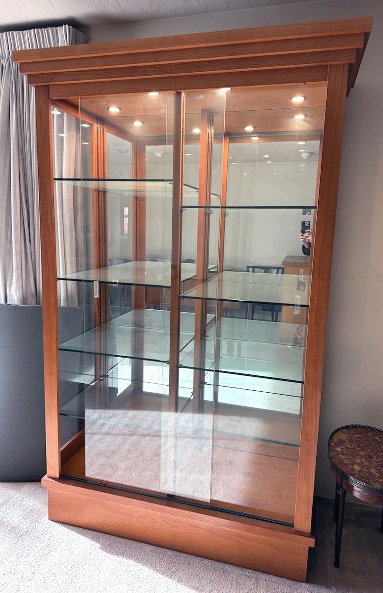 Custom-built china cabinet with lights