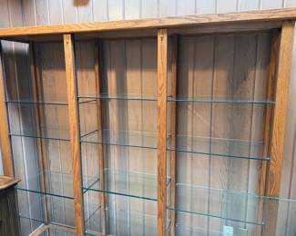 Wood + glass bookshelves