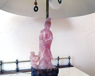 Rose quartz Guan Yin boudoir lamp