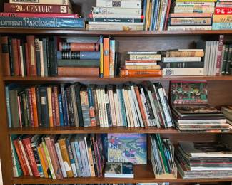 Coffee Table: Travel + art, Allan Houser, Norman Rockwell, Native Americans
Cookbooks: Silver Palate, Jewish foods, James Beard
Medical: orthopedics, anatomy
Misc books: reference, Ogden Nash limericks, Jewish history, Arthur Miller’s The Crucible
American Indian Art magazines
