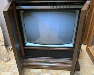 Vintage RCA TV with wood console