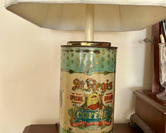 Re-purposed tin canister lamp
