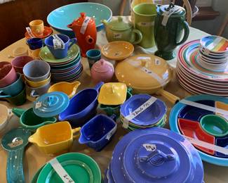 Vintage Fiesta Ware, Homer Laughlin Rivera, Harlequin and misc. pieces.