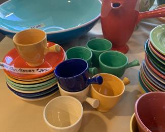 Fiesta Ware Demitasse Cups, Saucers, and Coffee Pot